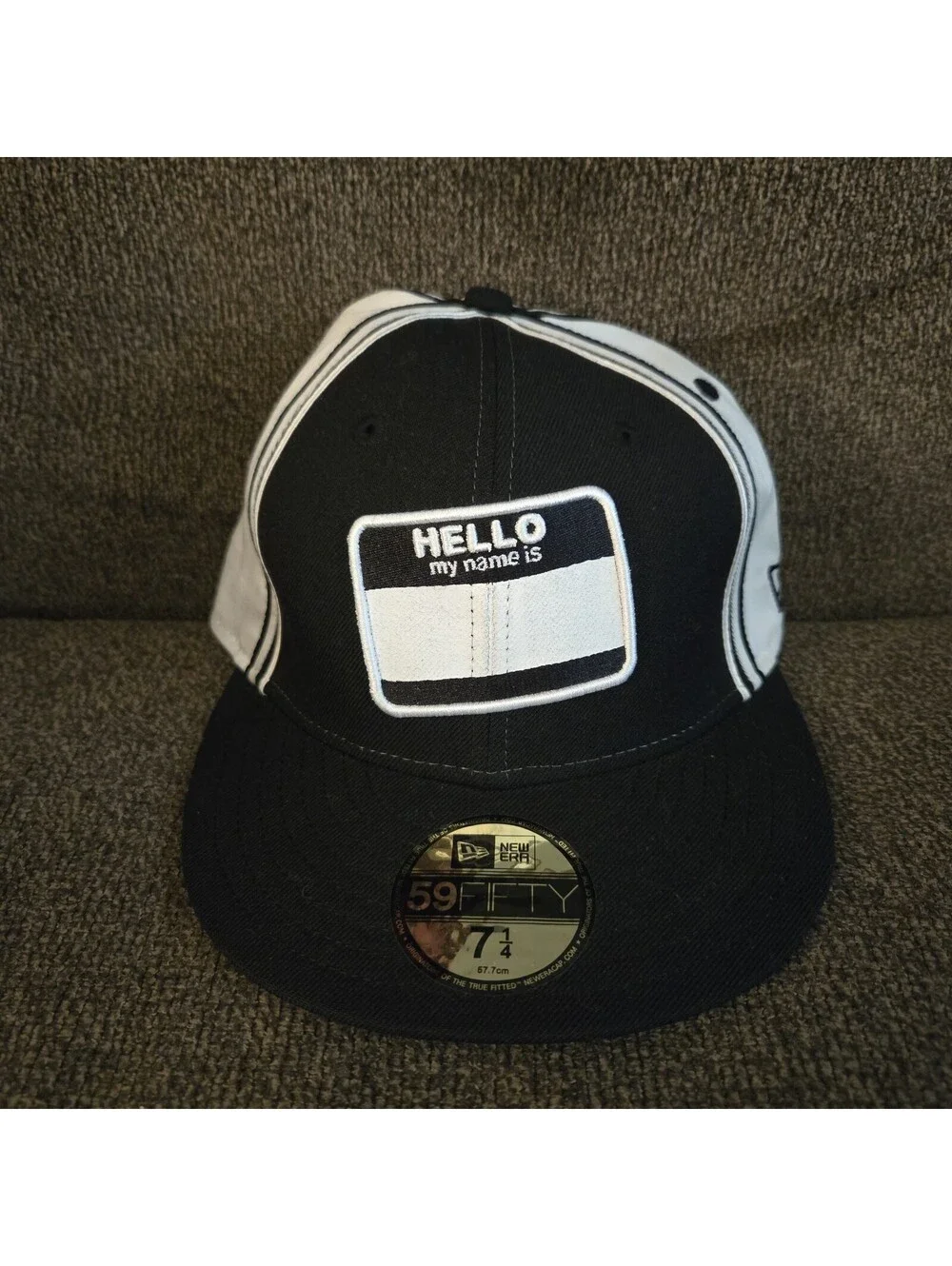 Size 7¼ Vintage New Era Hello My Name Is 59Fifty Fitted Hat Graffiti Cap Eminem